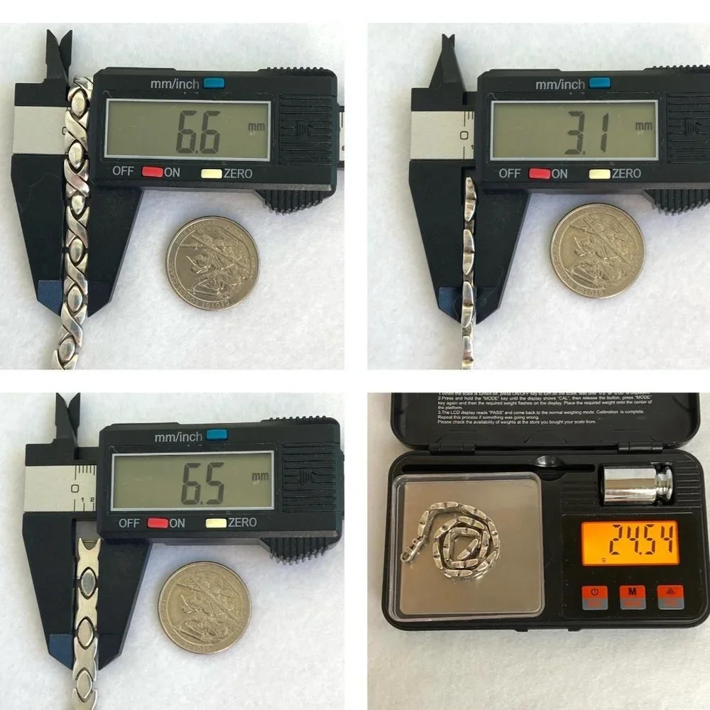 VTG Sterling Silver 925 Mexico Heavy Modernist 6MM XO Link Bracelet Sz 7.5" 24g - Picture 10 of 16